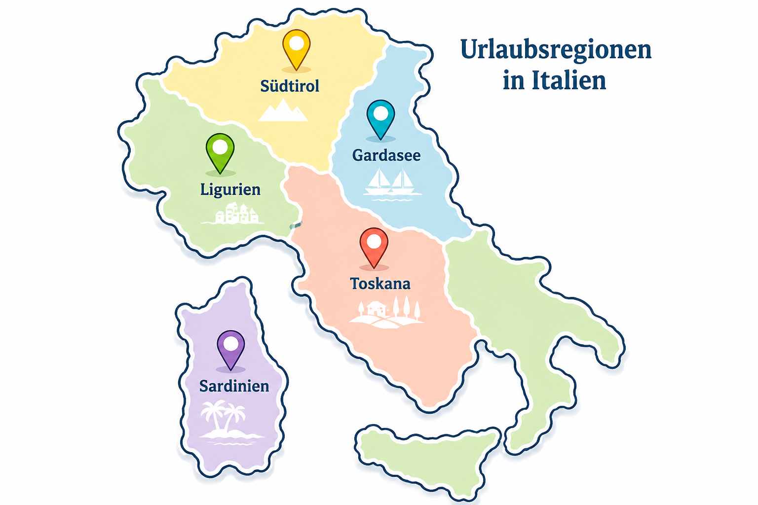 Urlaub mit Hund in Italien mit wichtigen Urlaubsregionen