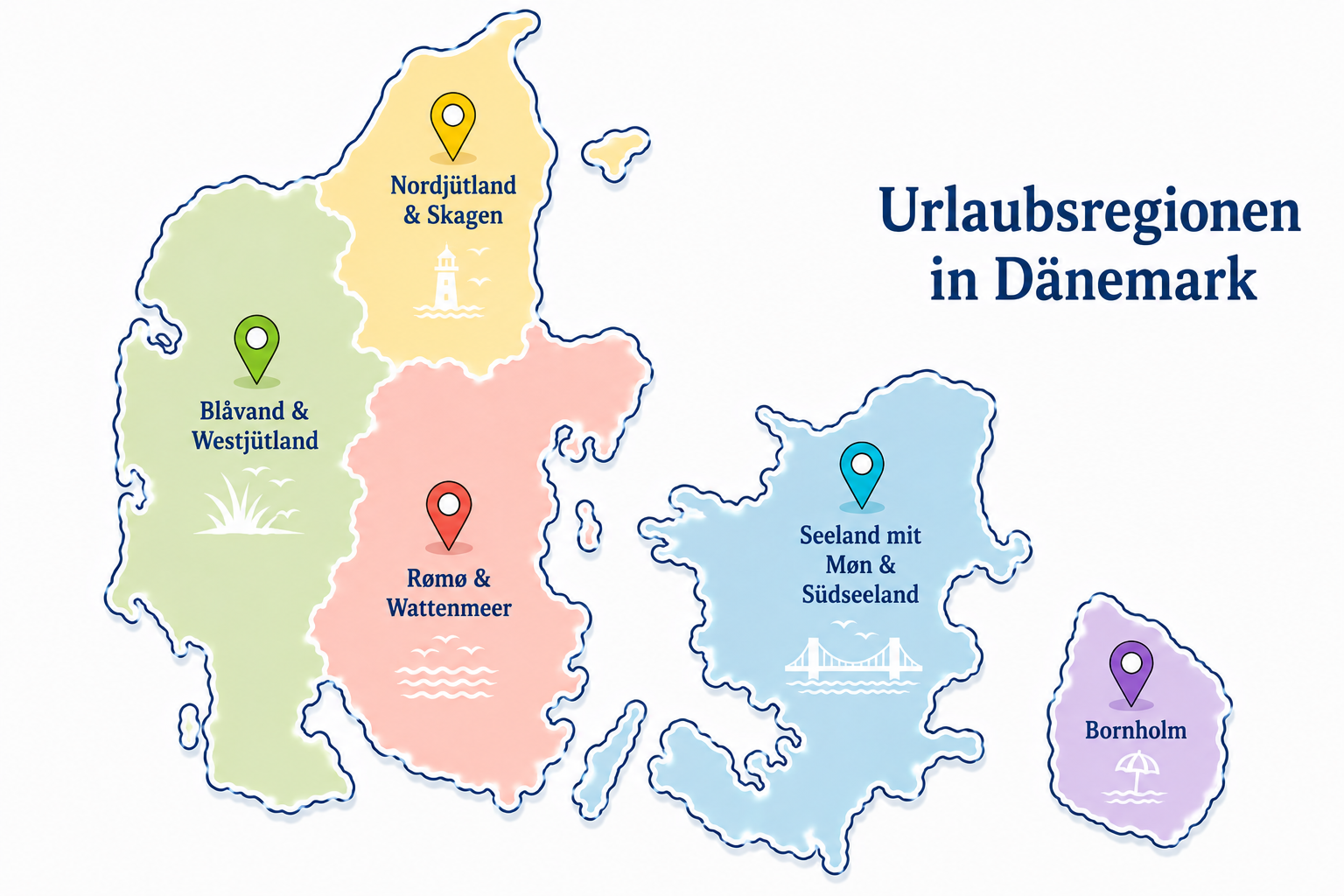 Urlaub mit Hund in Dänemark mit wichtigen Urlaubsregionen